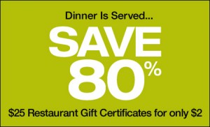 "Save 80% Restaurant.com"