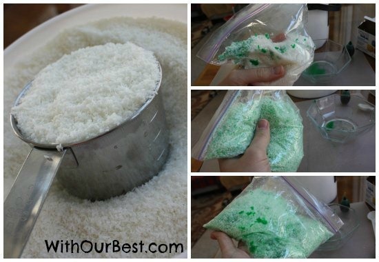 Making colored coconut flakes