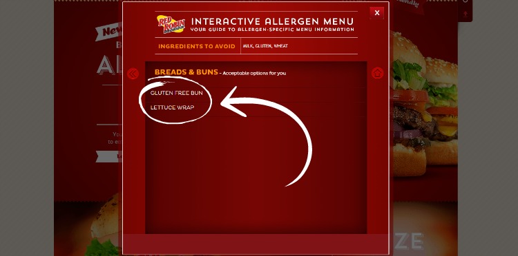 gluten free menu red robin