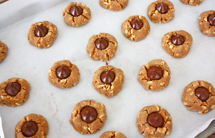 Peanut Butter Dark Chocolate Blossom Cookies Gluten Free - With Our ...